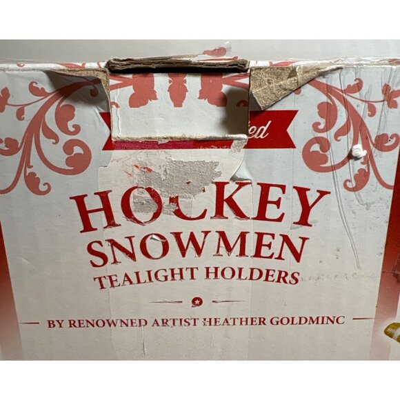 Hockey Snowmen Tealight Holders Costco Blue Sky H Goldminc Canada 7.5" Tall - Picture 3 of 16